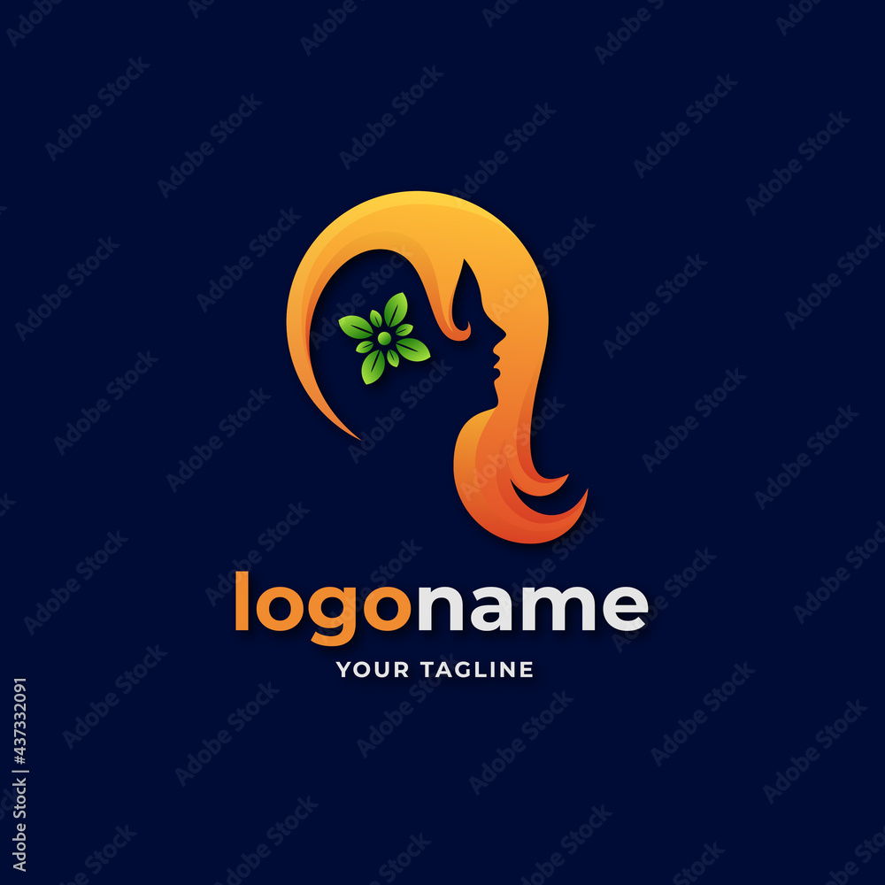 hair salon beauty logo. spa logo with woman face. beauty clinic logo. woman massage logo with