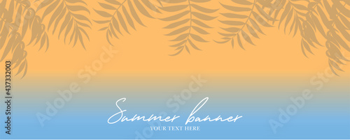 Panoramic tropical palm tree banner design