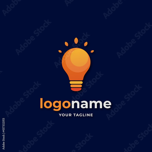 bright sun lamp smart idea logo. with gradient yellow and orange color, abstract light bulb logo illustration