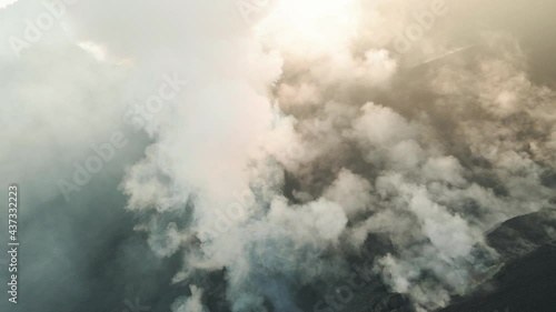 Volcanic ash coming from Pacaya volcano eruption in Guatemala. Drone Aerial photo