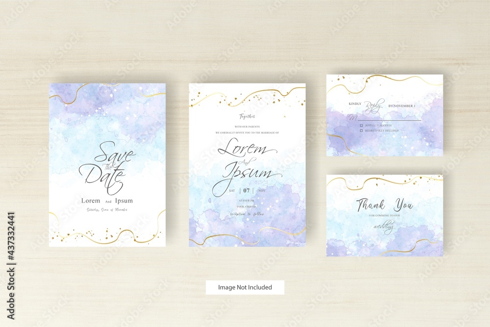 Colorful watercolor wedding invitation splash with abstract dynamic fluid