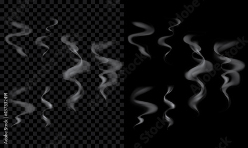 Vector smoke. With transparent effect, can apply on food, drinks, cigarette, etc.