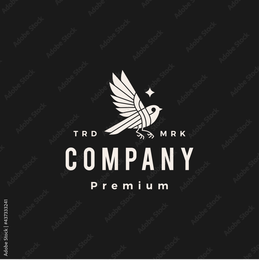 Fototapeta premium bird star hipster vintage logo vector icon illustration