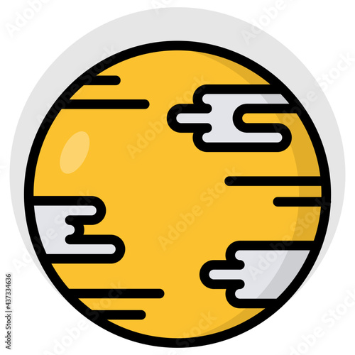 A flat design, icon of sun planet
