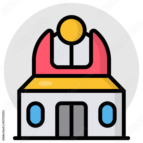 A flat design, icon of planetarium