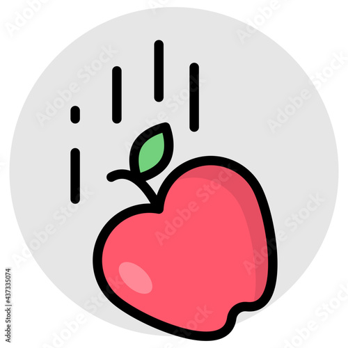      A fresh falling apple fruit icon in flat design 