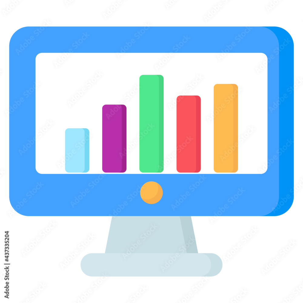 Flat design icon of online data analytics Flat design icon of online data analytics