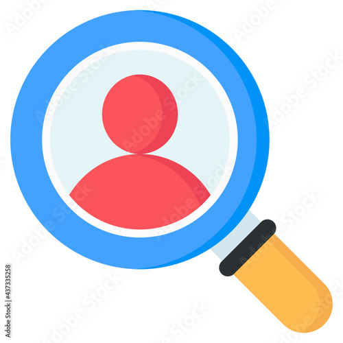 Avatar under magnifying glass, search user icon