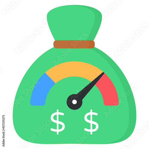 A unique design icon of money speedometer