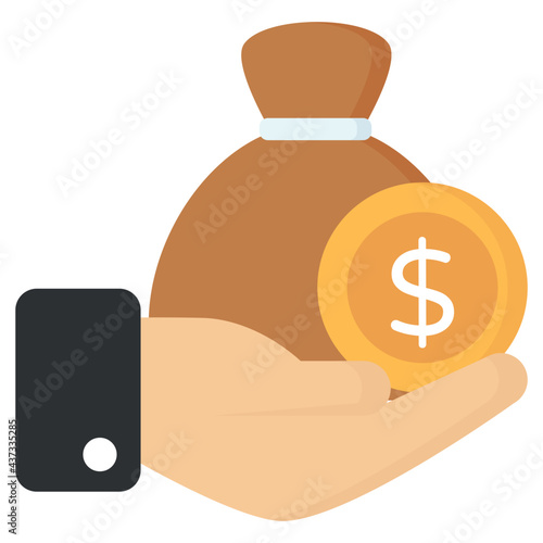 Dollar bag on hand, editable design of investment care