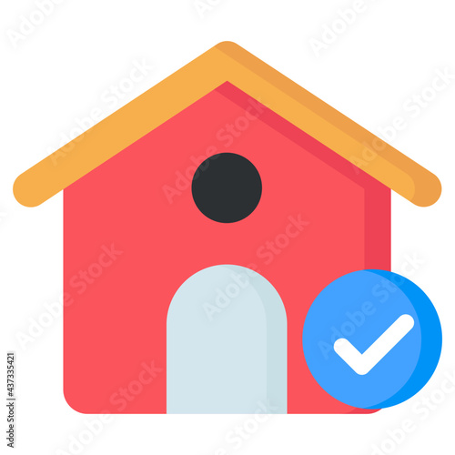 A flat design, icon of verified home 