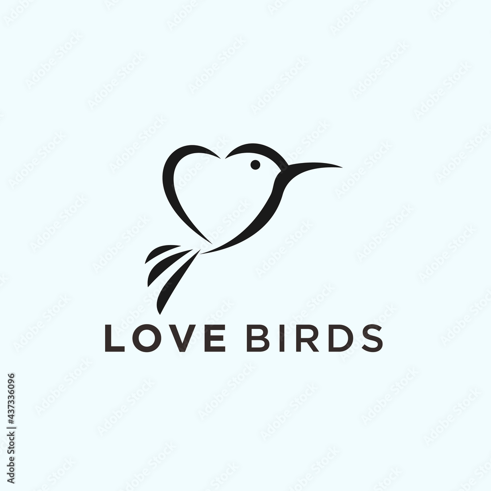 Fototapeta premium abstract bird logo. love icon