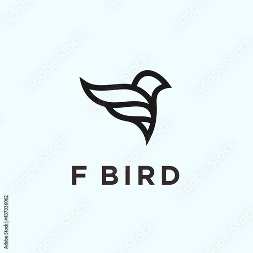 abstract f logo. bird icon