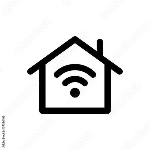 Smart home with wifi icon vector isolated on white