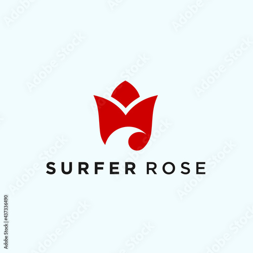 abstract rose logo. surf icon