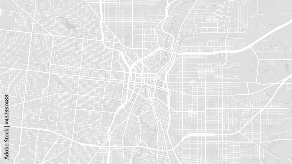 Light grey and white San Antonio city area vector background map, streets and water cartography illustration.