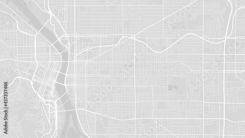 Light grey and white Portland city area vector background map, streets and water cartography illustration.