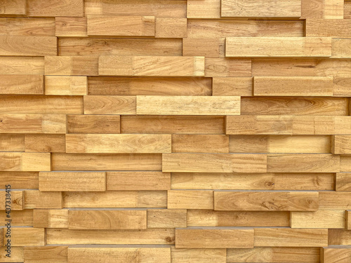 brown hardwood brick block shape pattern design wall background.