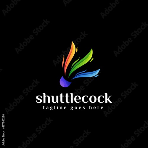 Vector Logo Illustration Shuttlecock Gradient Colorful Style.