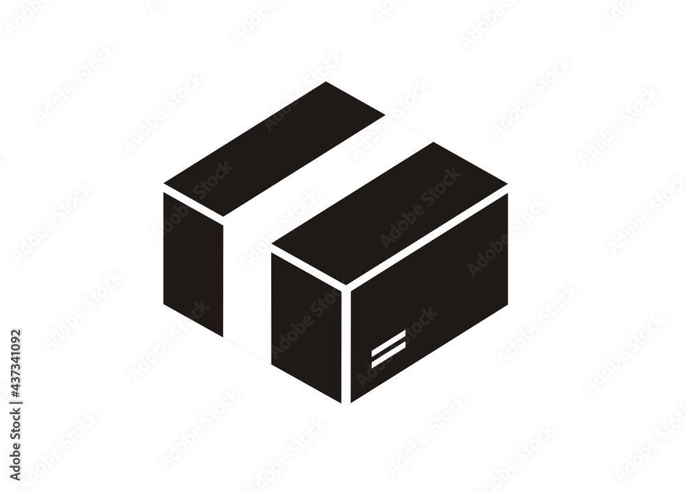 Sealed paper box simple illustration in black and white.
Sealed paper box simple illustration in black and white.
