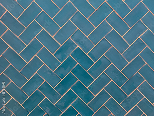 Vibrant turquoise blue tiles on a wall of a building Sydney NSW Australia