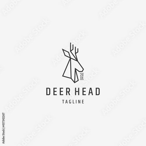 Deer head polygonal outline logo icon design template vector illustration