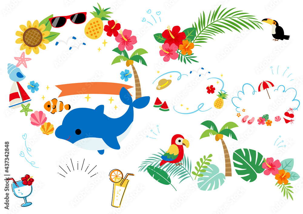 Obraz premium 海イラスト 文字なしバージョン