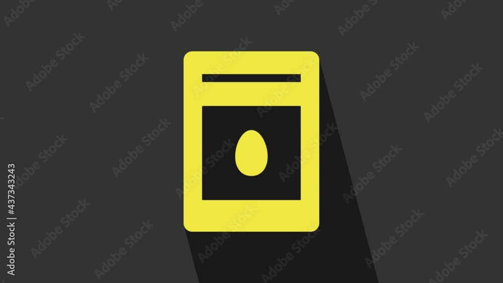 Yellow Pack full of seeds of a specific plant icon isolated on grey background. 4K Video motion graphic animation Yellow Pack full of seeds of a specific plant icon isolated on grey background. 4K Video motion graphic animation