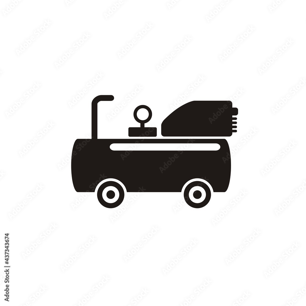 Air compressor. Simple illustration in black and white. Air compressor. Simple illustration in black and white.