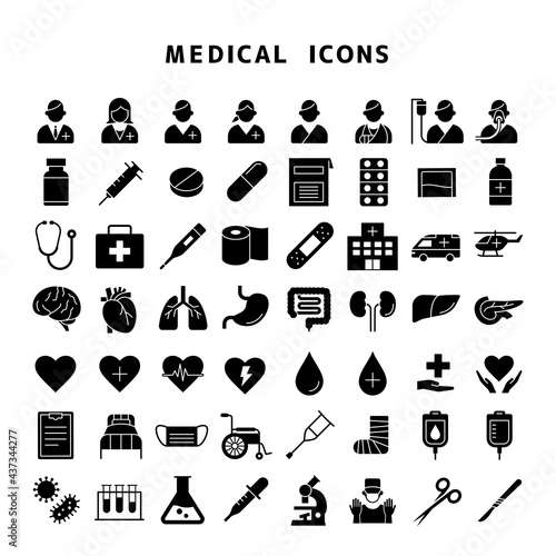 Medical Silhouette Icons 医療アイコンセット　シルエット