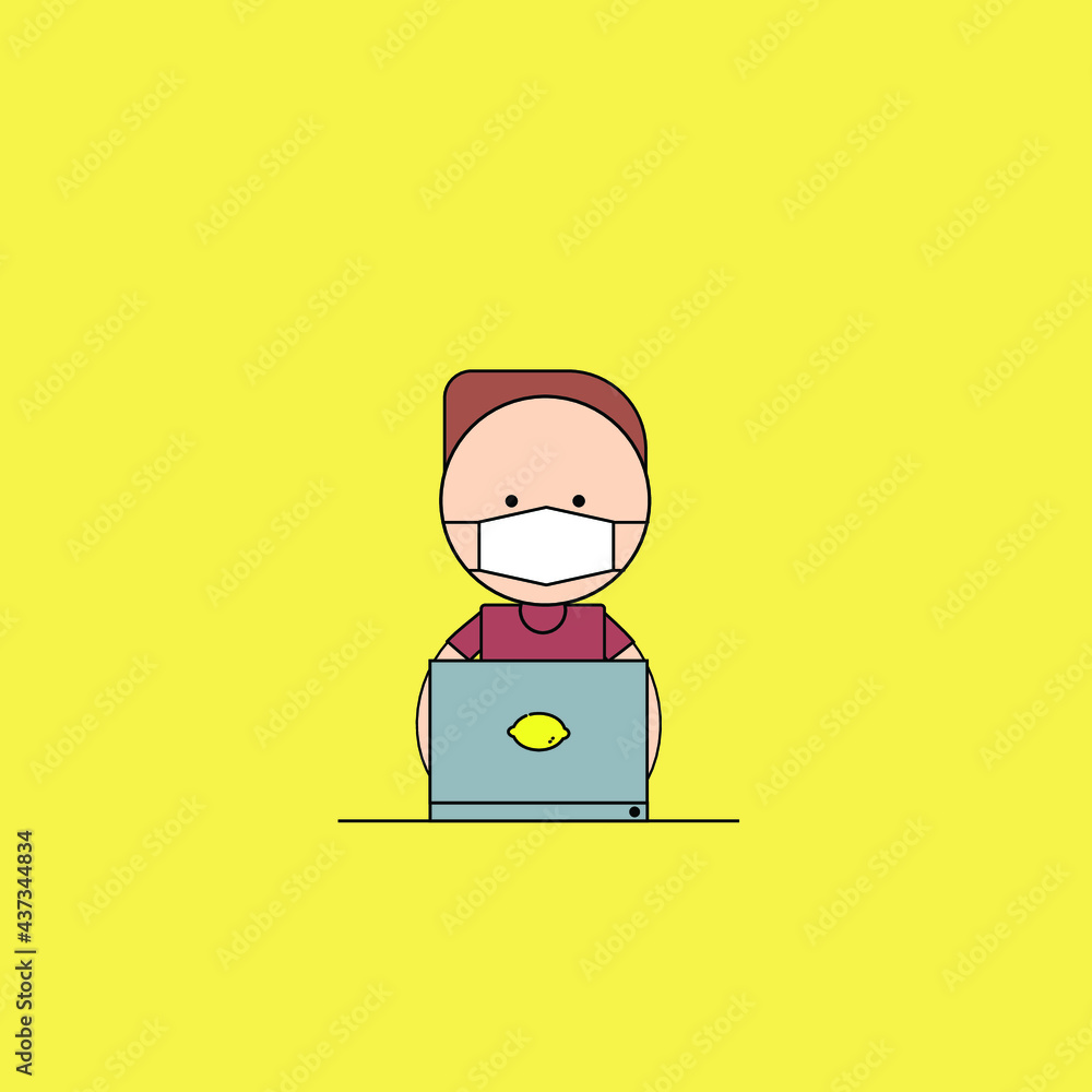 sick work from home Illustration. modern simple vector icon, flat graphic symbol in trendy flat design style. wallpaper. lockscreen. pattern. frame, background, backdrop, sign, logo.