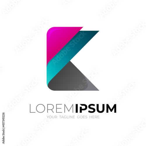 Free Download K logo with 3d colorful design template, modern icon - GFXLoad