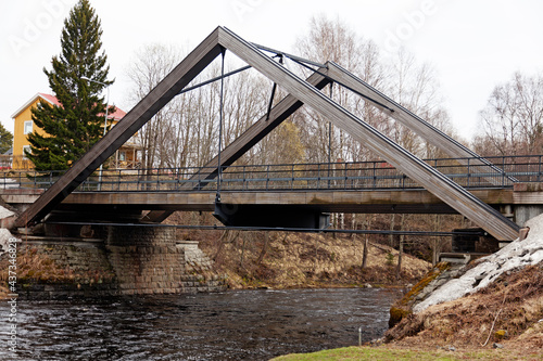 Umea, Norrland Sweden - May 12, 2021: modern bridge over the Savar river photo