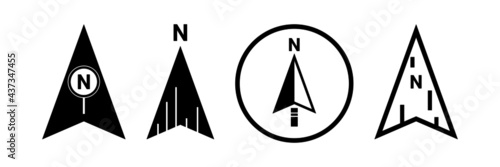 North arrows symbol vector set. Compass direction logo.