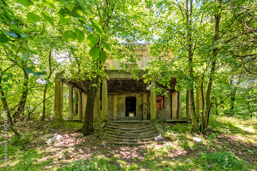 Gunaros, Serbia - May 28, 2021: The abandoned summer house Gunaros, Serbia - May 28, 2021: The abandoned summer house