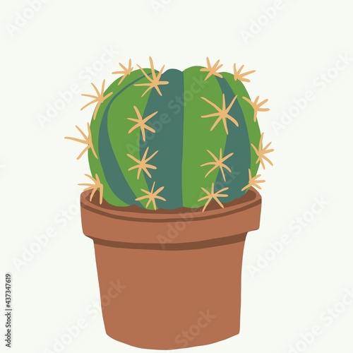 Simplicity cactus plant freehand drawing flat design.