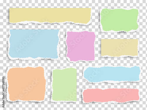 Set of paper scraps of different shapes and different colors  isolated on transparent background