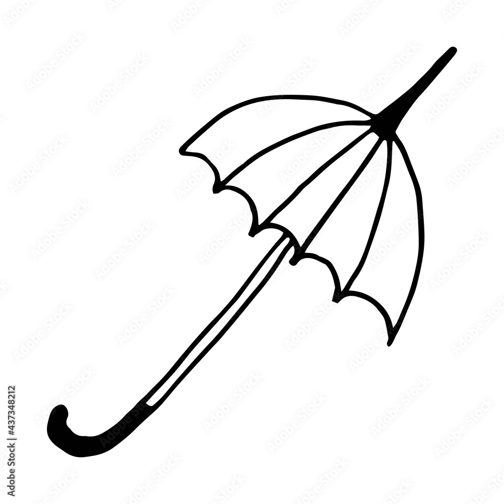 Naklejka premium Vector illustration of an open umbrella in style doodle