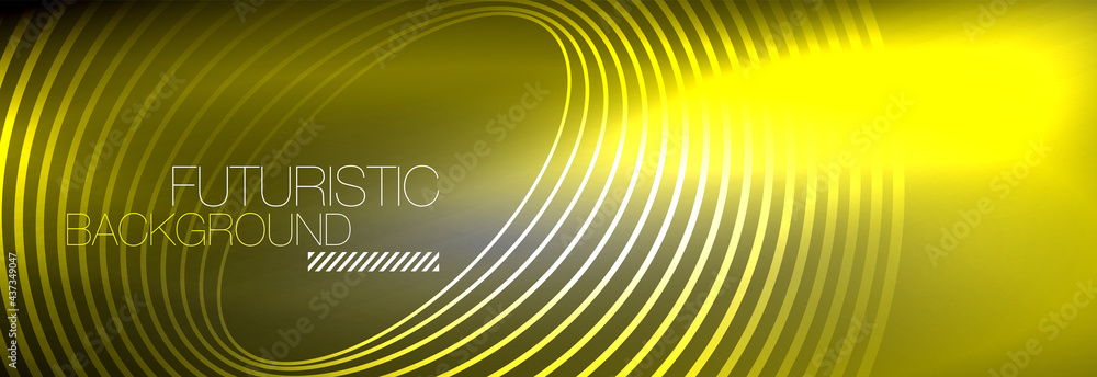 Dark abstract background with glowing neon circles. Trendy layout template for business or technology presentation, internet poster or web brochure cover, wallpaper Dark abstract background with glowing neon circles. Trendy layout template for business or technology presentation, internet poster or web brochure cover, wallpaper