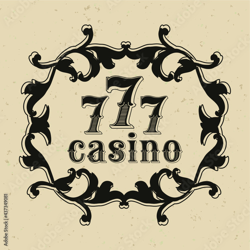 777 casino retro logo on vintage surface, vector illustration