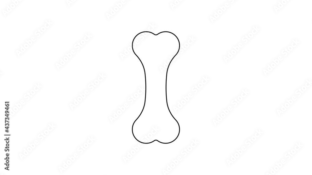 Black line Dog bone icon isolated on white background. Pets food symbol. 4K Video motion graphic animation Black line Dog bone icon isolated on white background. Pets food symbol. 4K Video motion graphic animation