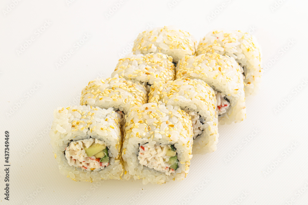 Japanese traditional roll with crab surimi Japanese traditional roll with crab surimi
