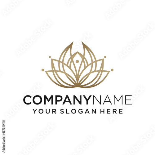 line art elegant lotus logo concept