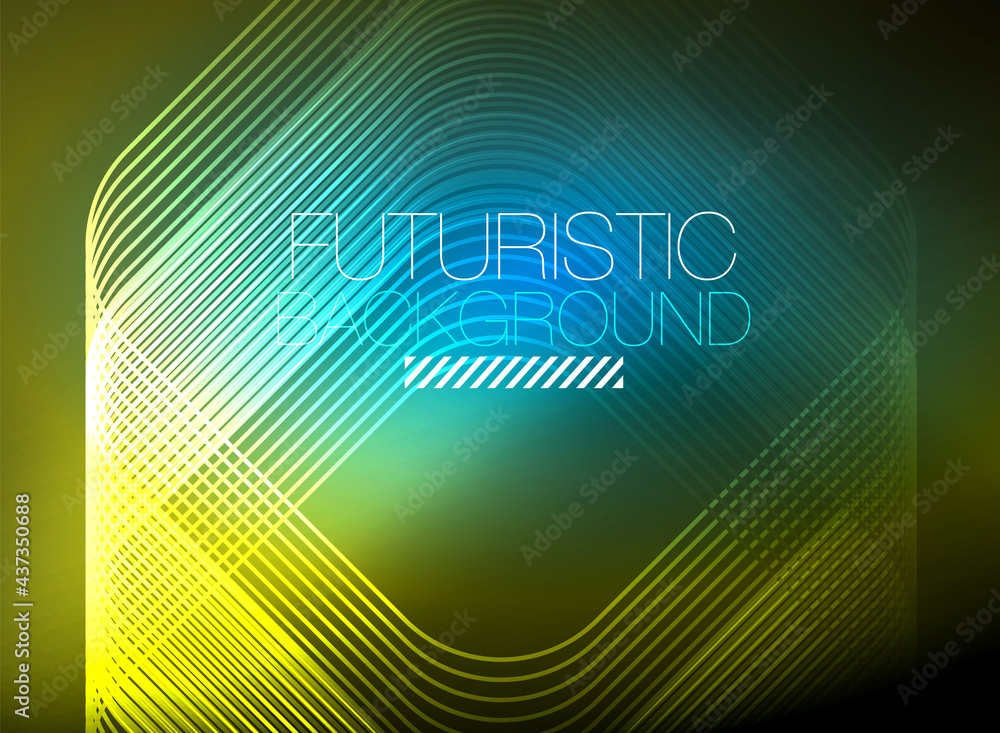 Neon color square shape lines abstract background. Shiny magic energy and motion concept, vector abstract wallpaper background Neon color square shape lines abstract background. Shiny magic energy and motion concept, vector abstract wallpaper background