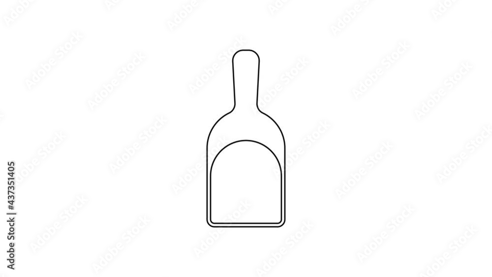 Black line Dustpan icon isolated on white background. Cleaning scoop services. 4K Video motion graphic animation Black line Dustpan icon isolated on white background. Cleaning scoop services. 4K Video motion graphic animation