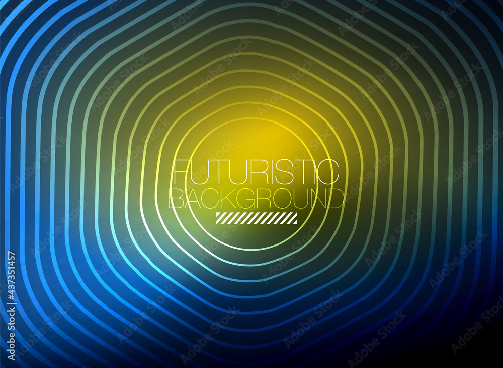 Obraz premium Neon color square shape lines abstract background. Shiny magic energy and motion concept, vector abstract wallpaper background