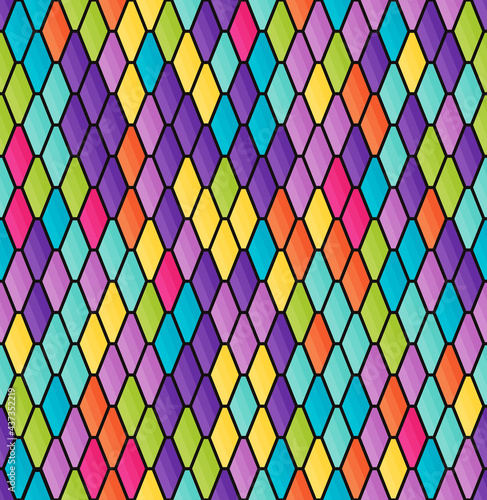 The Colorful Stained Glass Style Seamless Patterns, The Floor Tile Patterns