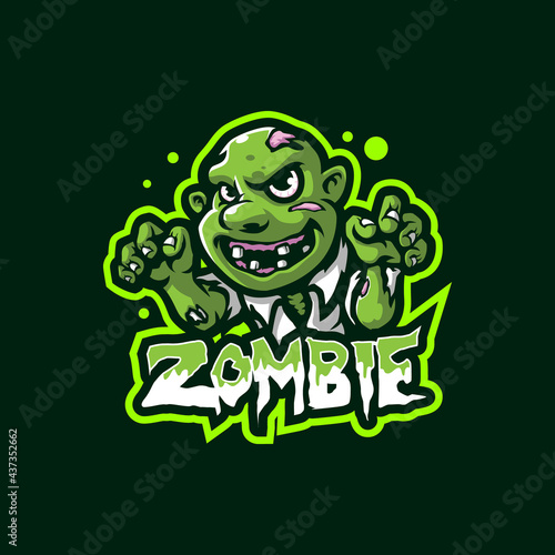 Zombie mascot logo design vector with modern illustration concept style for badge, emblem and t shirt printing. Angry zombie illustration.