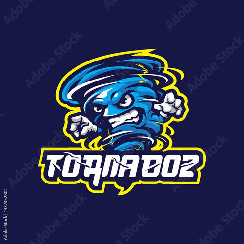 Tornado mascot logo design vector with modern illustration concept style for badge, emblem and t shirt printing. Angry tornado illustration for sport team.