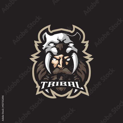 Tribe mascot logo design vector with modern illustration concept style for badge, emblem and t shirt printing. Head tribal illustration for sport team.